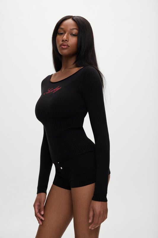 Product-Hover--BELLA HADID Theo Knit Sweater Lone Star Black