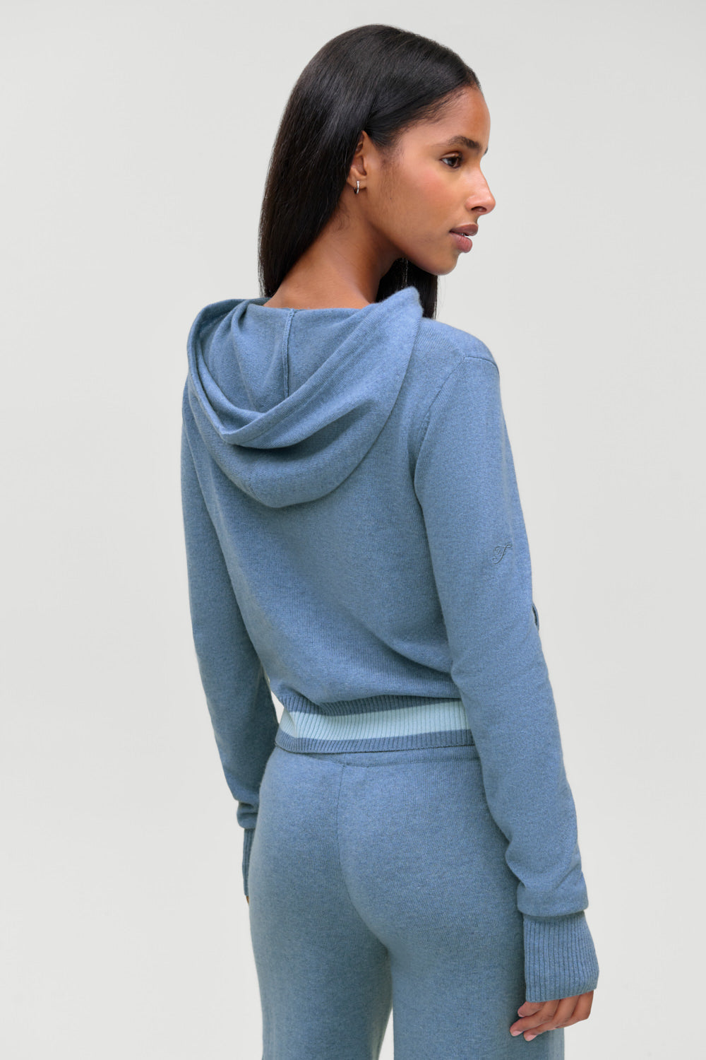 Topanga Cashmere Zip Up Hoodie  Blue Lake