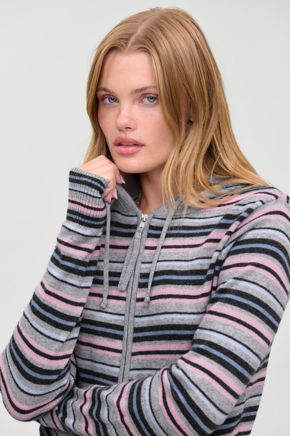 Topanga Cashmere Zip Up Hoodie  Rain Puddle