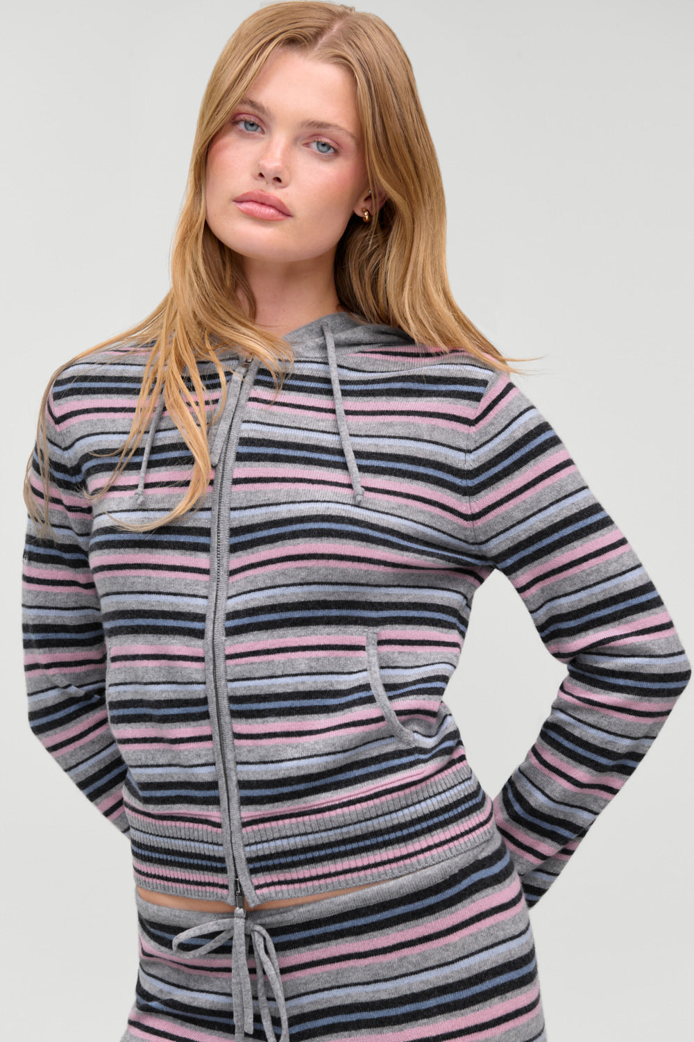 Topanga Cashmere Zip Up Hoodie  Rain Puddle