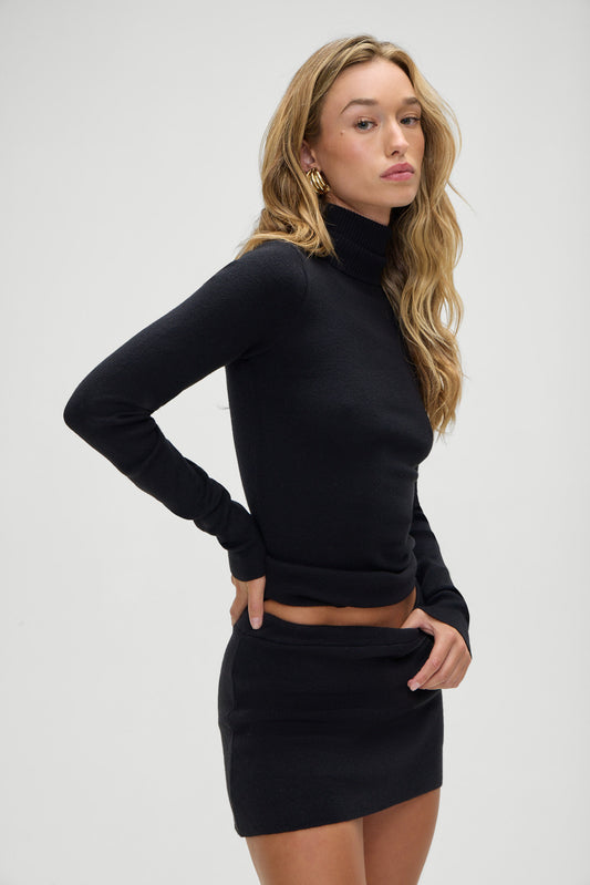 Product--Tucker turtleneck knit sweater black