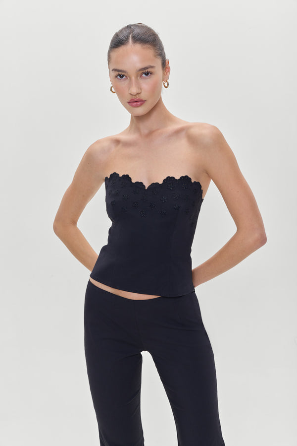 Twilight embroidered corset top black