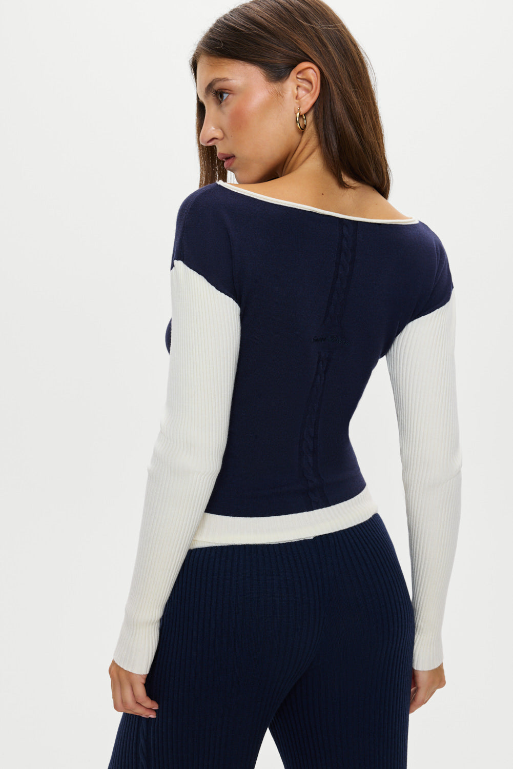 Vail Off The Shoulder Knit Shirt  Deep Sea