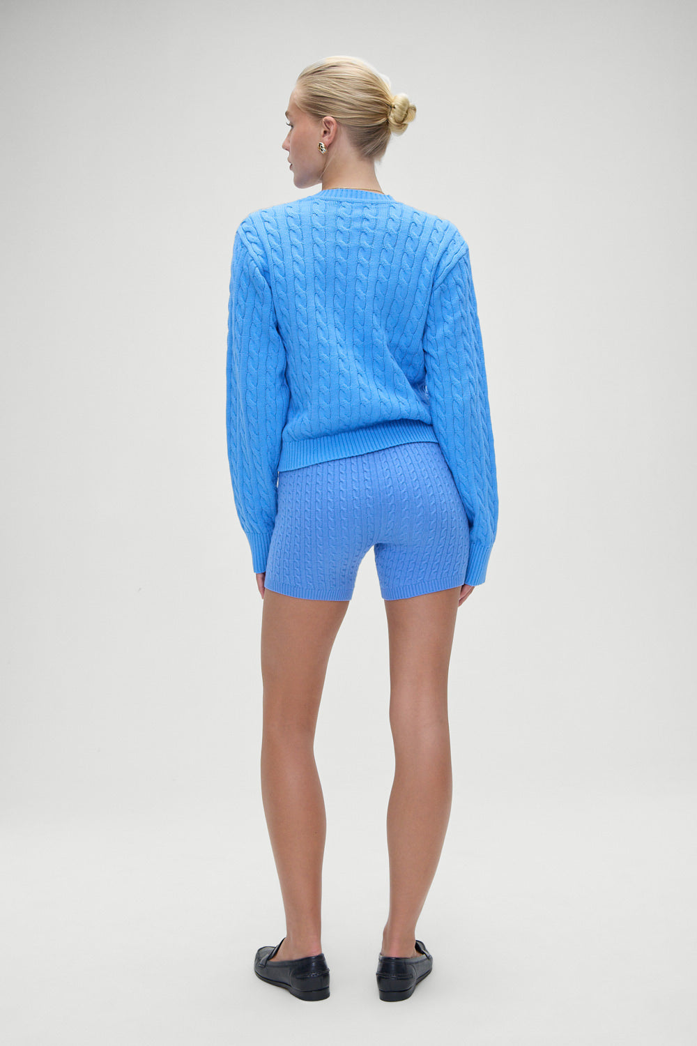 Varsity Cable Knit Sweater  Blue Moon