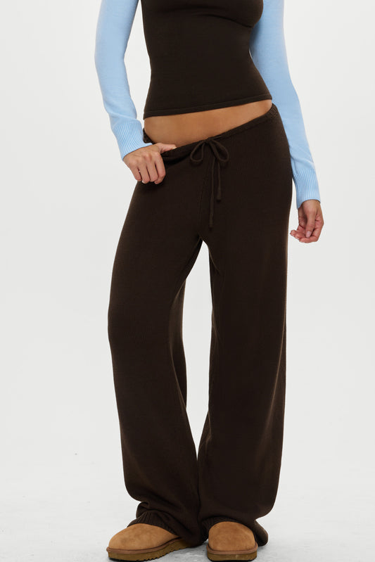 Product-Hover--Wesley Knit Pants - Chocolate Brown