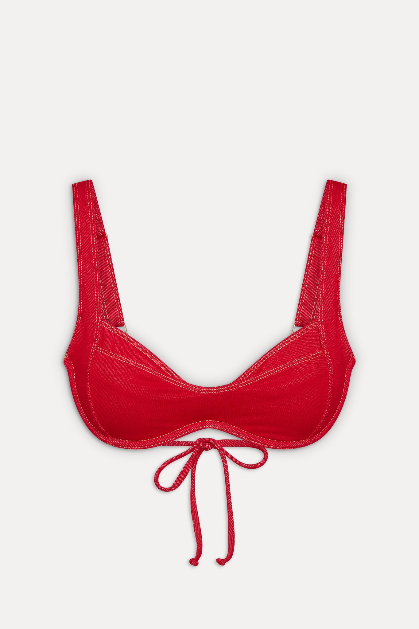 Franklin Underwire Denim Bikini Top  Red Denim