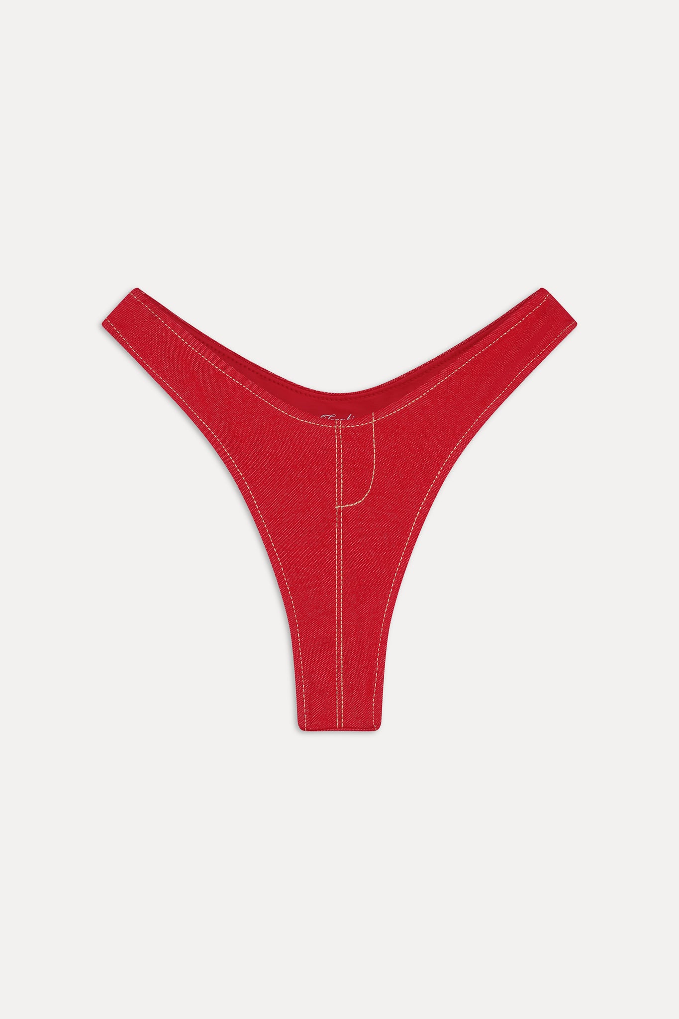 Full Moon Micro Bikini Bottom  Red Denim