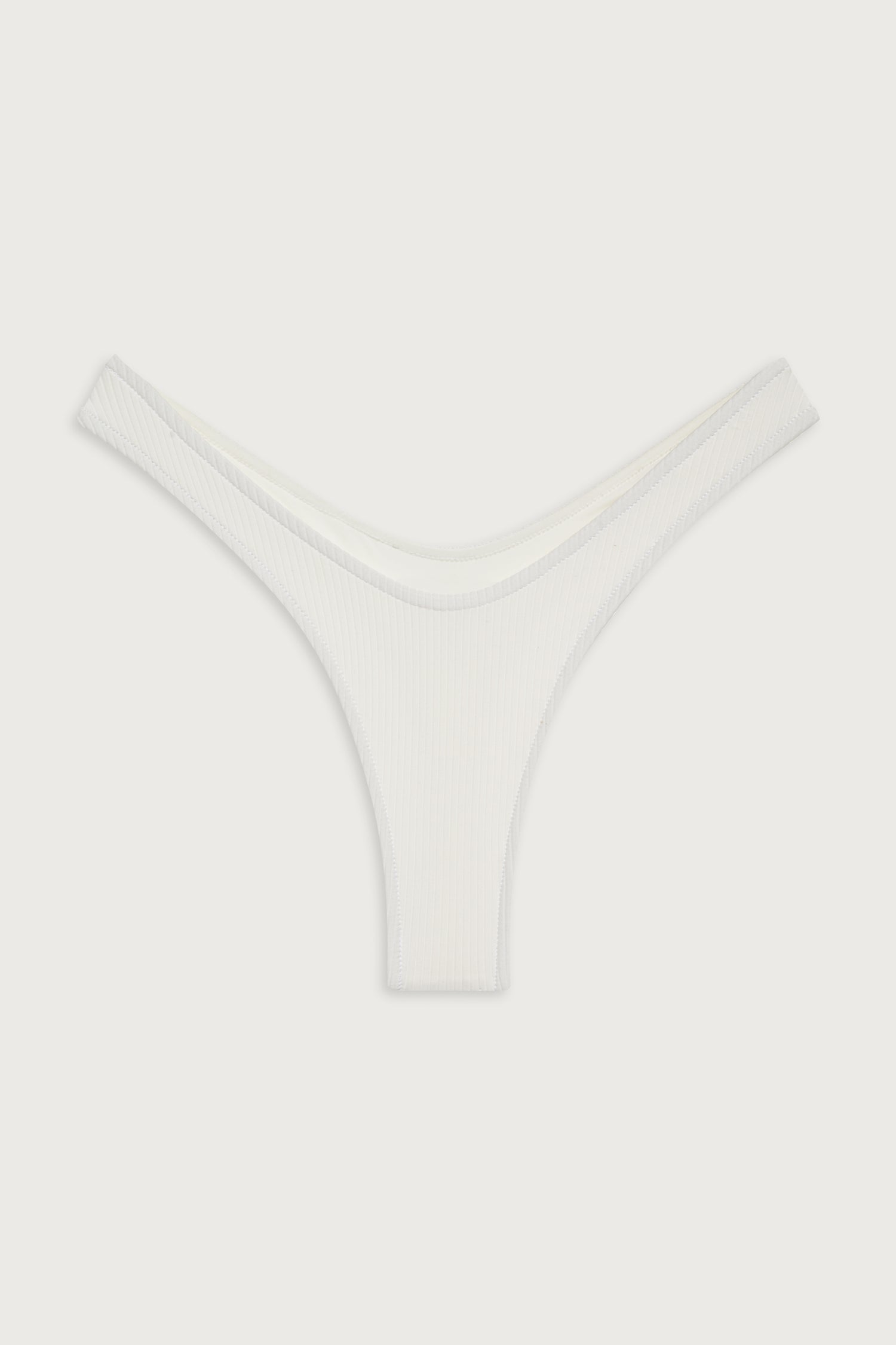 Full Moon Micro Ribbed Bikini Bottom - White