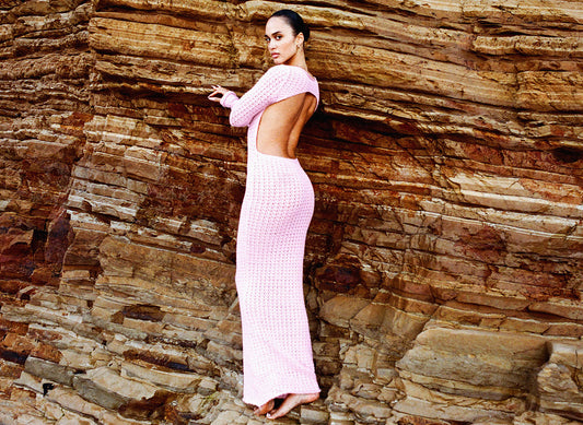 Hayes Crochet Maxi Dress Slipper Pink by Frankies Bikinis 