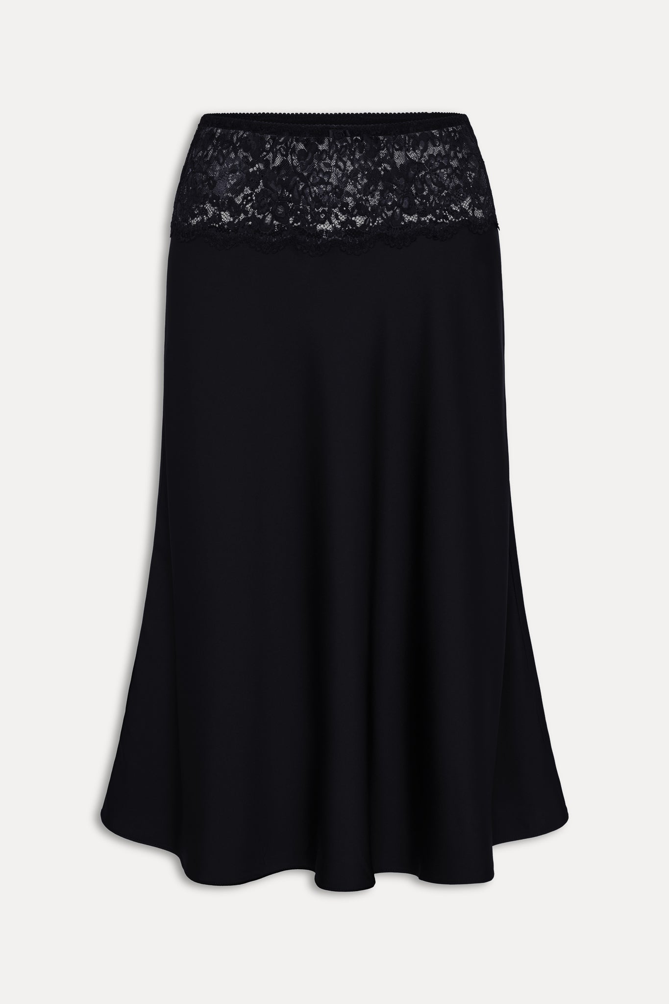 Harper Satin Midi Skirt  Black