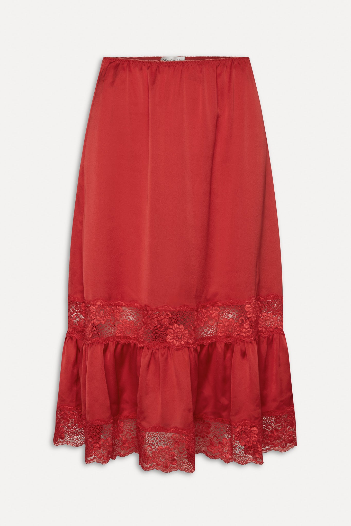Hideaway Satin Slip Midi Skirt  Cherry