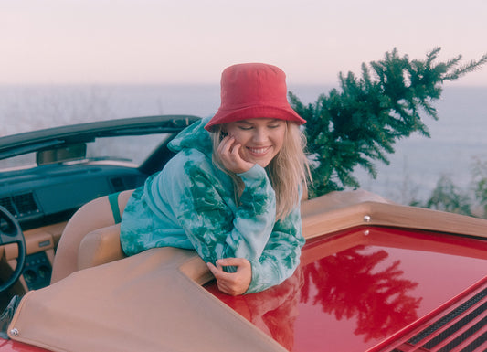 Burl Cropped Hooded Sweatshirt Emerald Tie Dye by Frankies Bikinis 