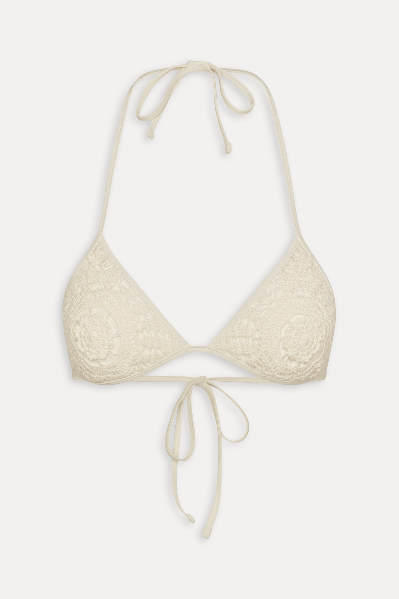 Hudson Crochet Triangle Bikini Top  White