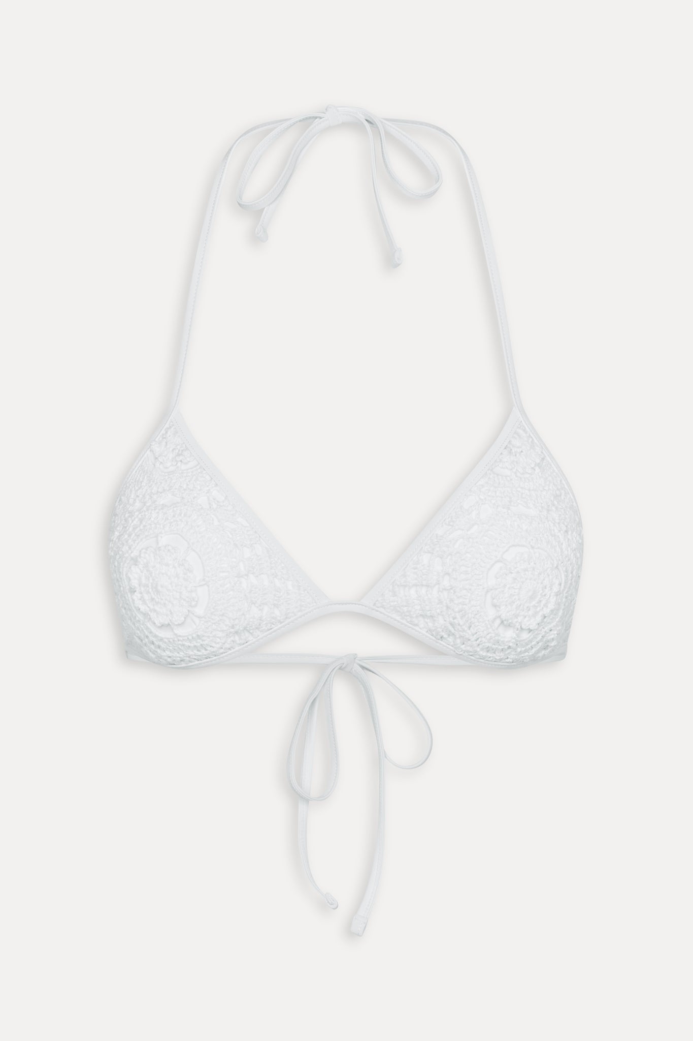 Hudson Crochet Triangle Bikini Top  White