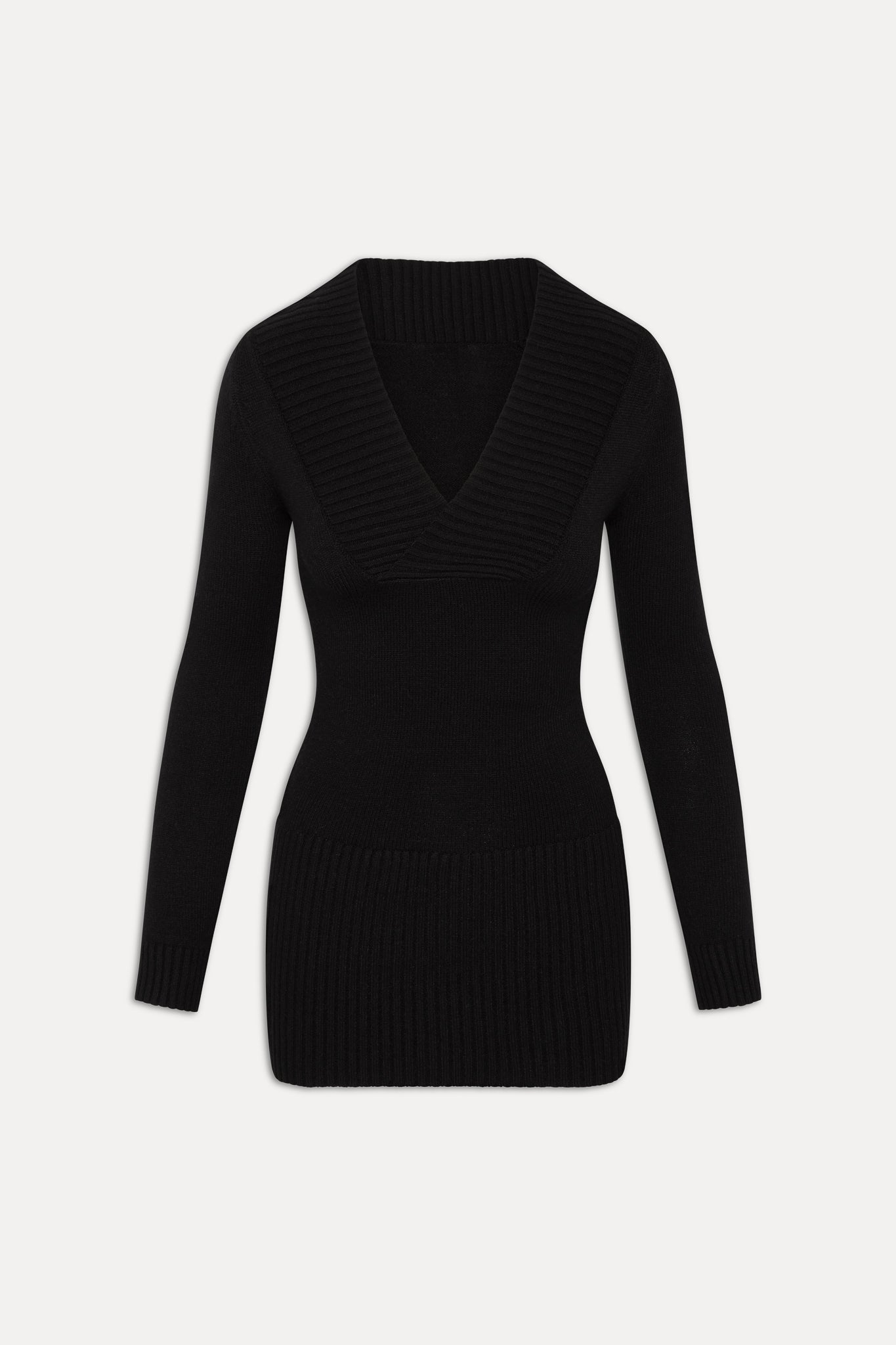 Frankies Bikinis - Jade Long Sleeve Knit Mini Dress - Black Frankies Bikinis - Jade Long Sleeve Knit Mini Dress - Black