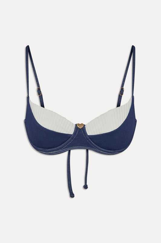BELLA HADID Jolene Underwire Bikini Top Summer Denim by Frankies Bikinis 