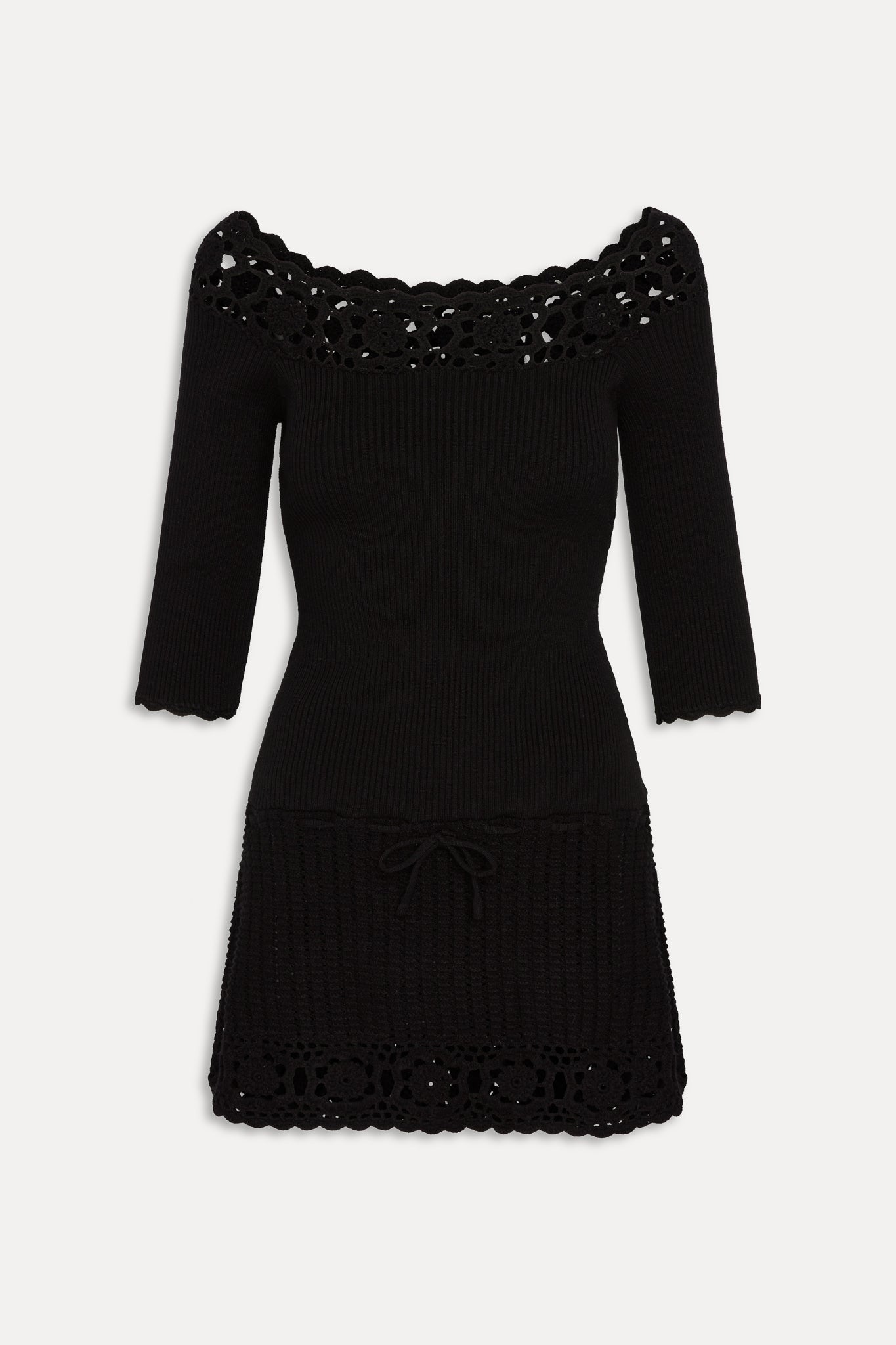 Kaia Crochet Knit Mini Dress  Black