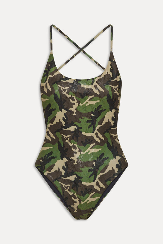 x KHY La Plage Foil One Piece Swimsuit - Camo by Frankies Bikinis 