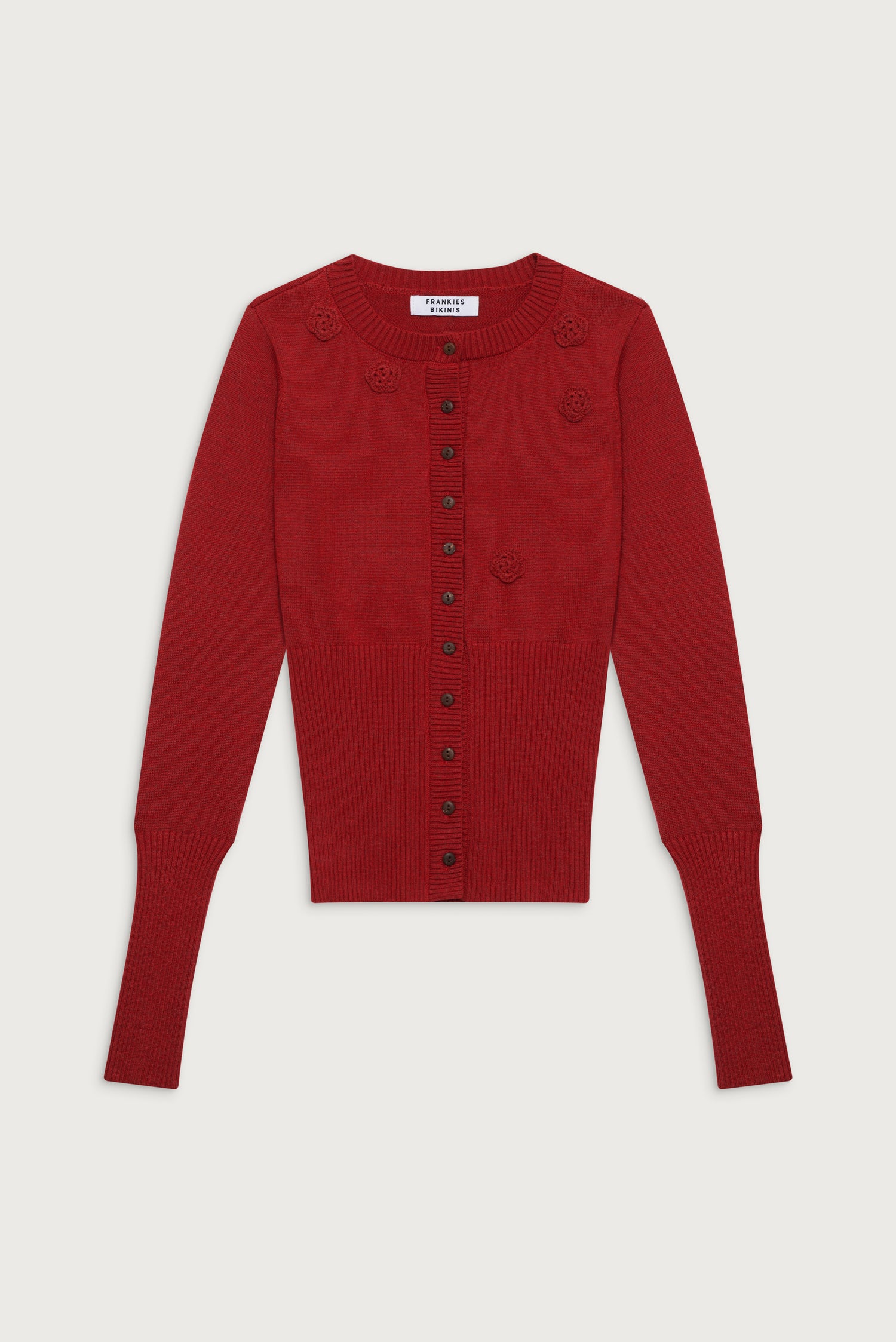 Lenon Cloud Knit Button Up Cardigan - Red Velvet