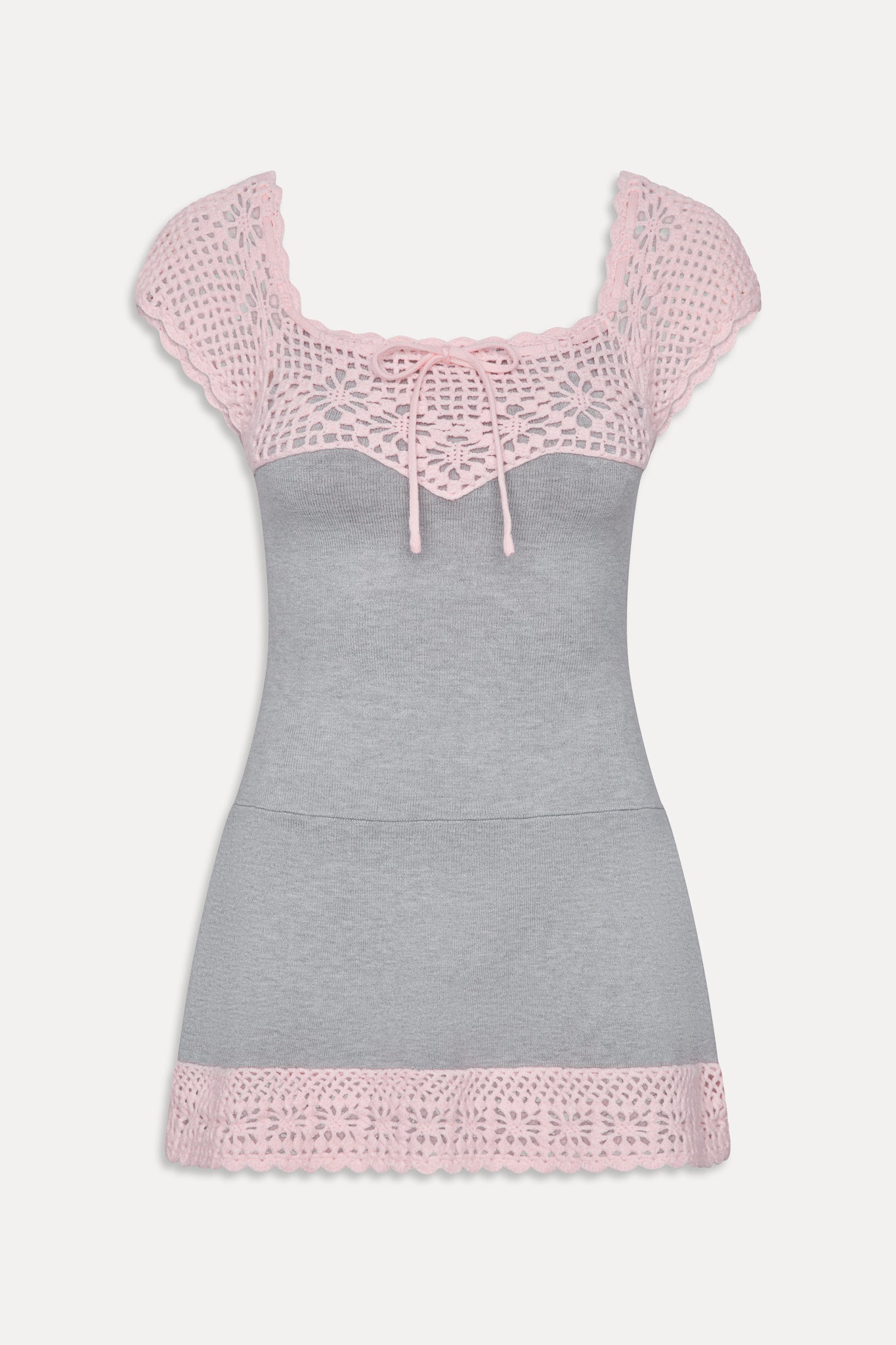 Frankies Bikinis - Lover Crochet Knit Mini Dress - Pink Flora Frankies Bikinis - Lover Crochet Knit Mini Dress - Pink Flora