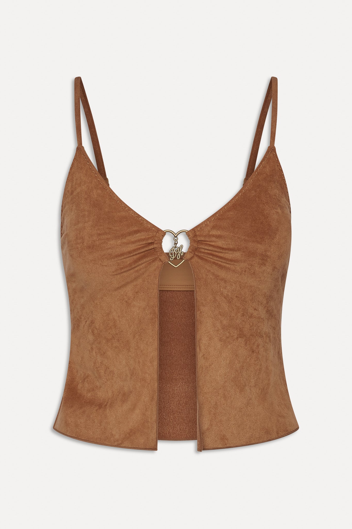 x BELLA HADID Lucy Suede Tankini Bikini Top  Sunkissed Suede