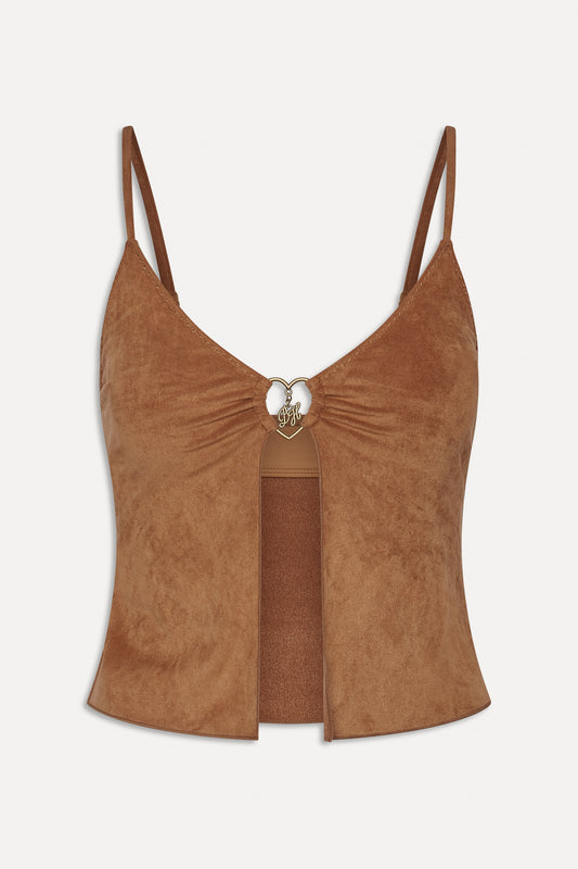BELLA HADID Lucy Tankini Bikini Top Sunkissed Suede by Frankies Bikinis 