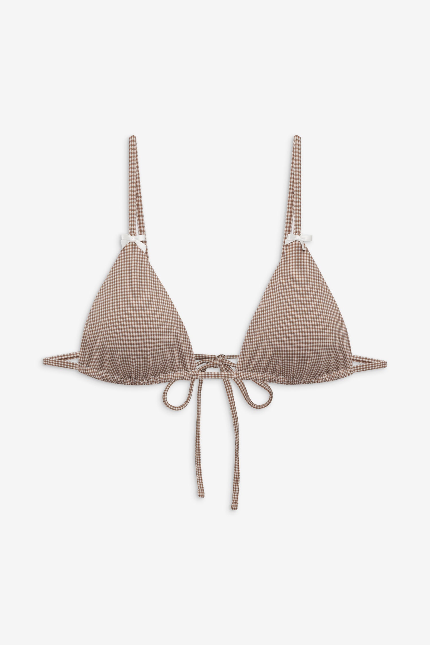 Lumia Gingham Triangle Bikini Top  Brown Gingham