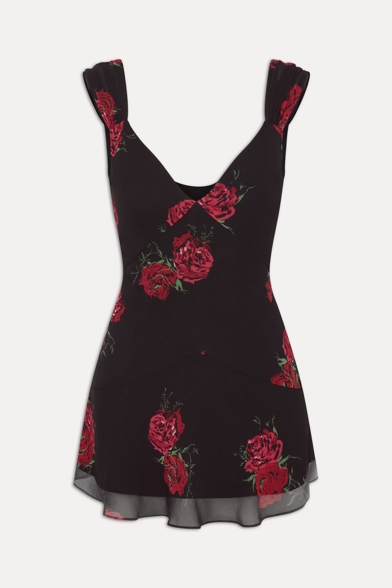 Lunarose Floral Mini Dress  Black Rose Brushstroke