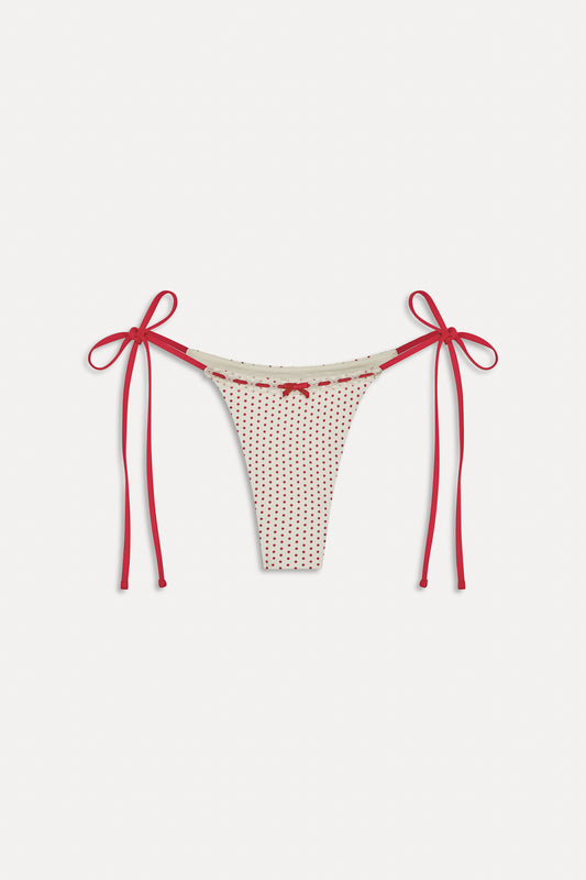 BELLA HADID Mackenzie Cheeky String Bikini Bottom Strawberry Polka Dot by Frankies Bikinis 
