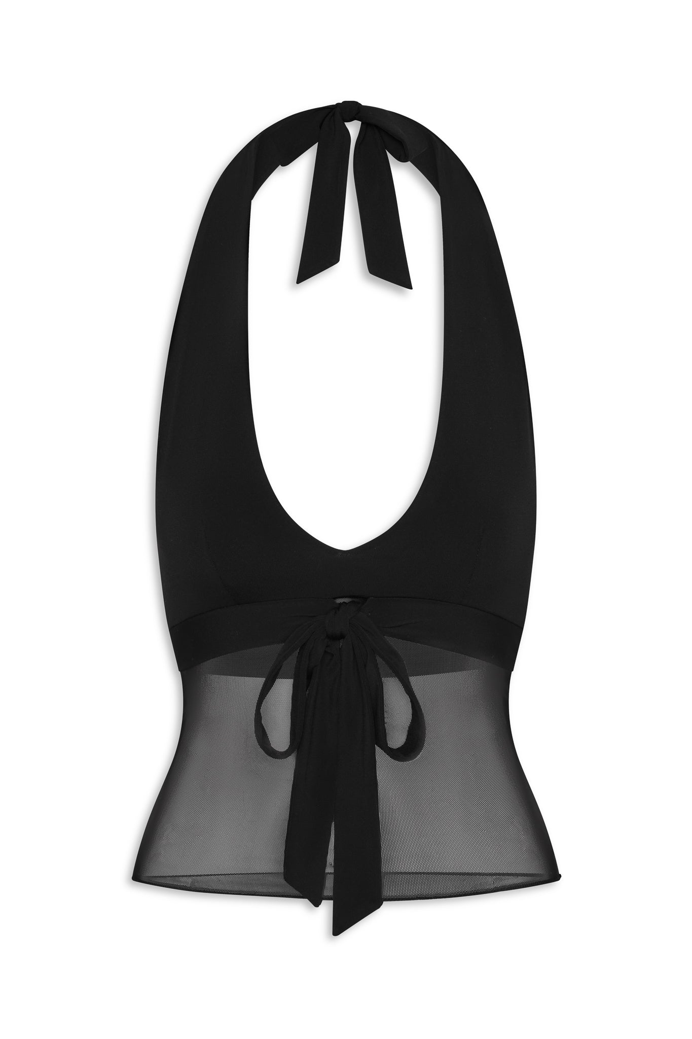 May Mesh Knit Halter Top  Black