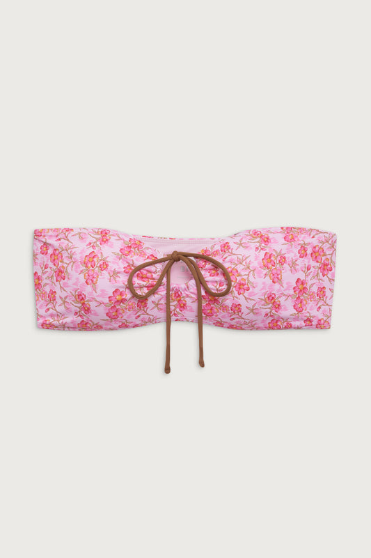 Meredith floral bandeau bikini top watercolor hibiscus by Frankies Bikinis 