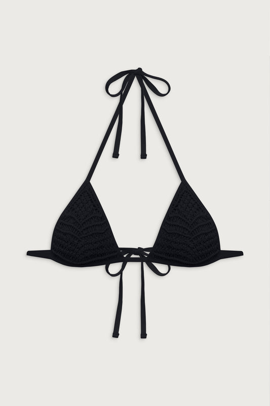Naia triangle halter bikini top black by Frankies Bikinis 
