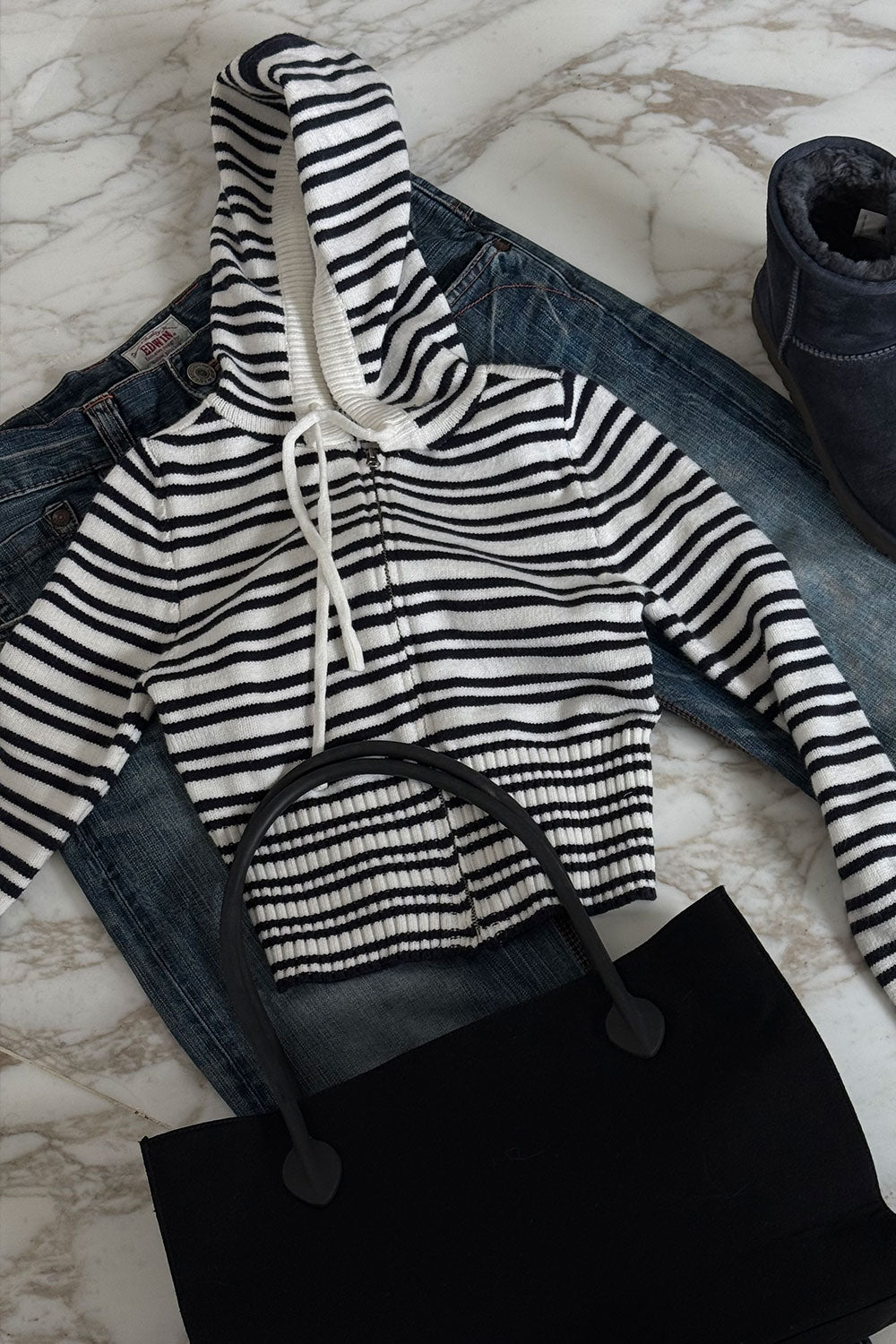 Aimee Knit Zip Up Hoodie  Starlit Stripe