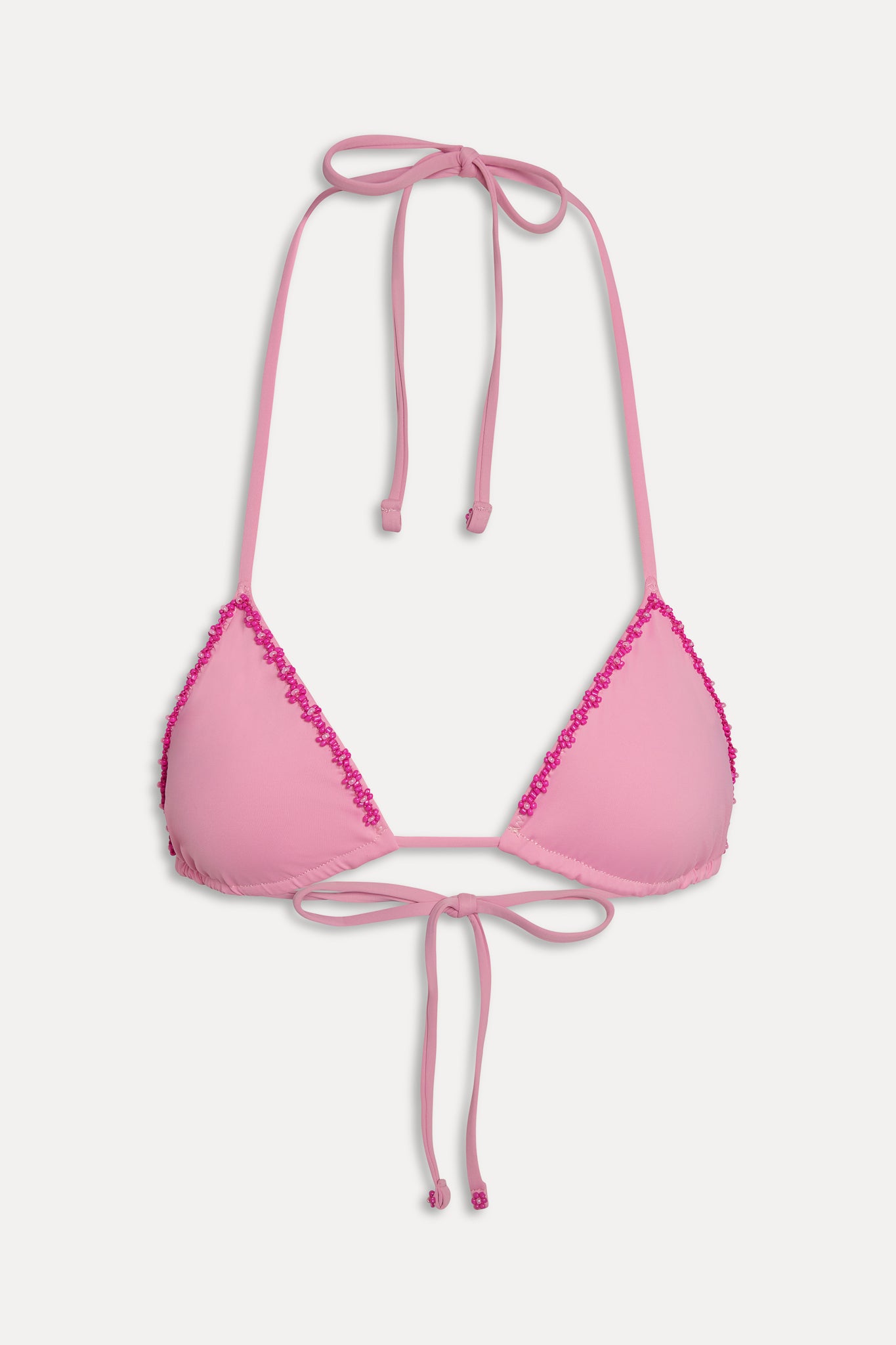 Nick Beaded Triangle Bikini Top  Pastel Pink