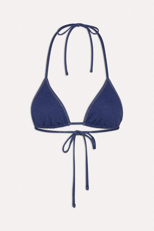 x BELLA HADID Nick Triangle Bikini Top Summer Denim by Frankies Bikinis 