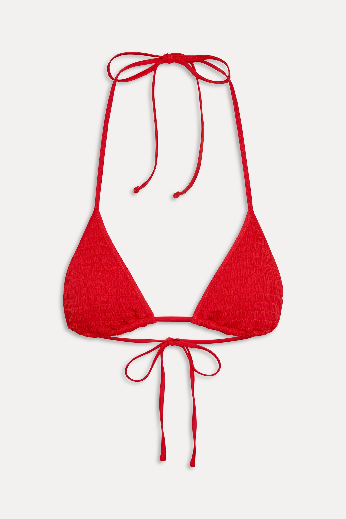 Nick Smocked Triangle Bikini Top  Classic Red
