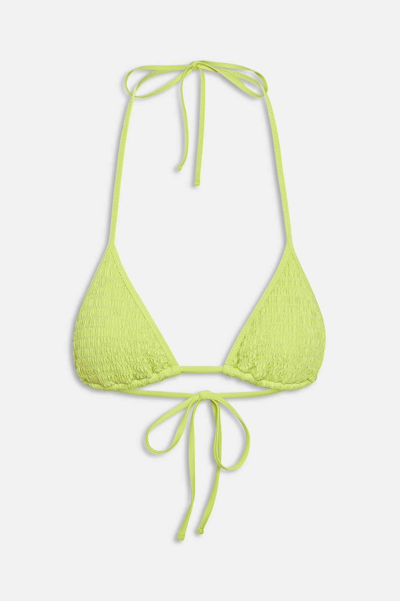 Nick Smocked Triangle Bikini Top  Sea Glass Green
