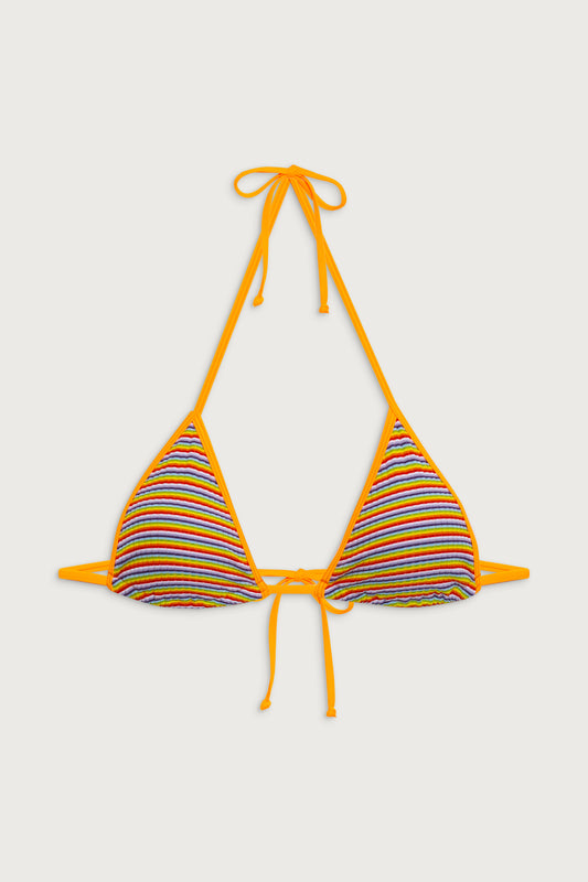 Nick striped triangle bikini top hawaiian sky by Frankies Bikinis 
