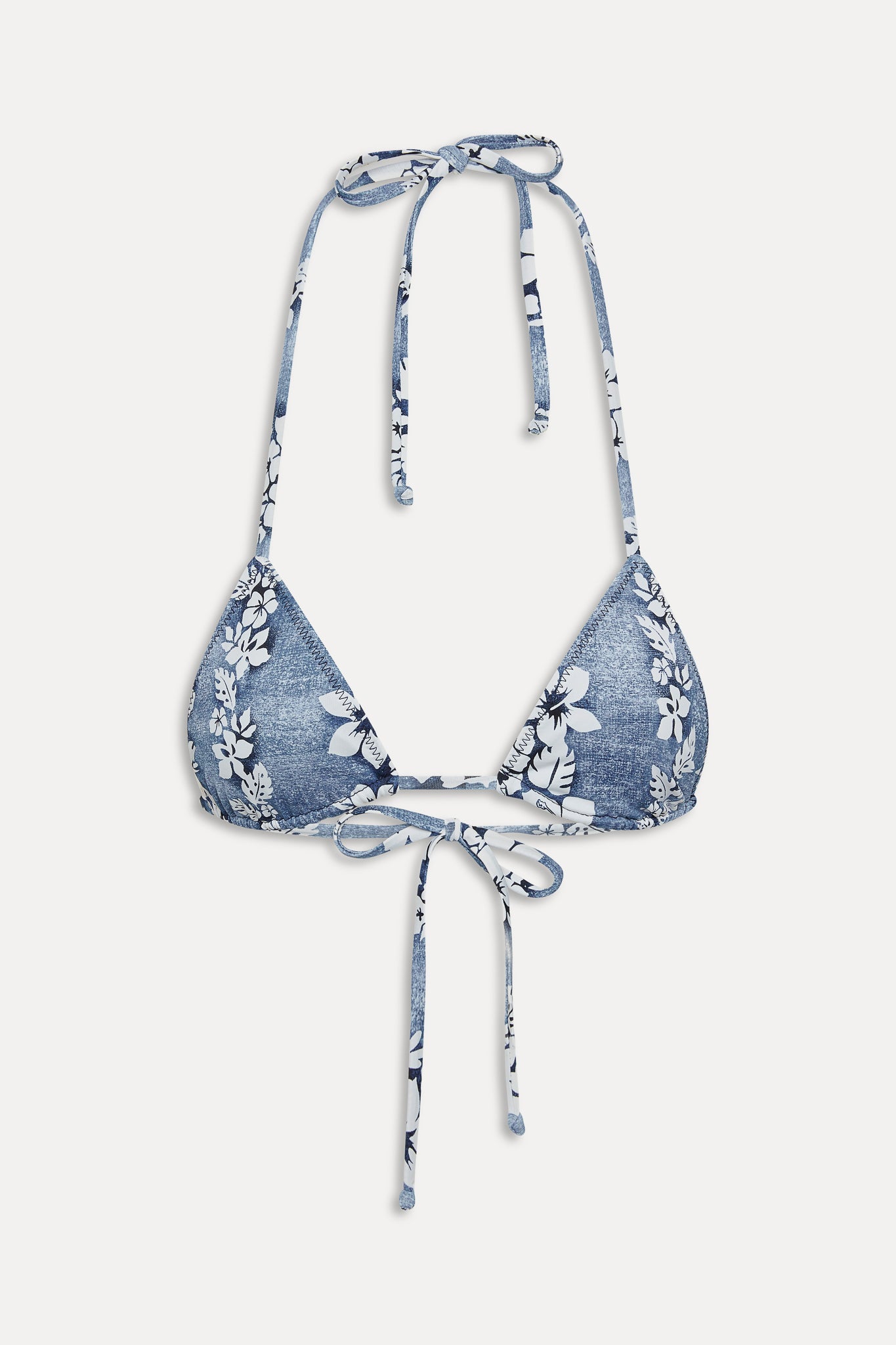 Nick String Triangle Bikini Top  Blue Lei
