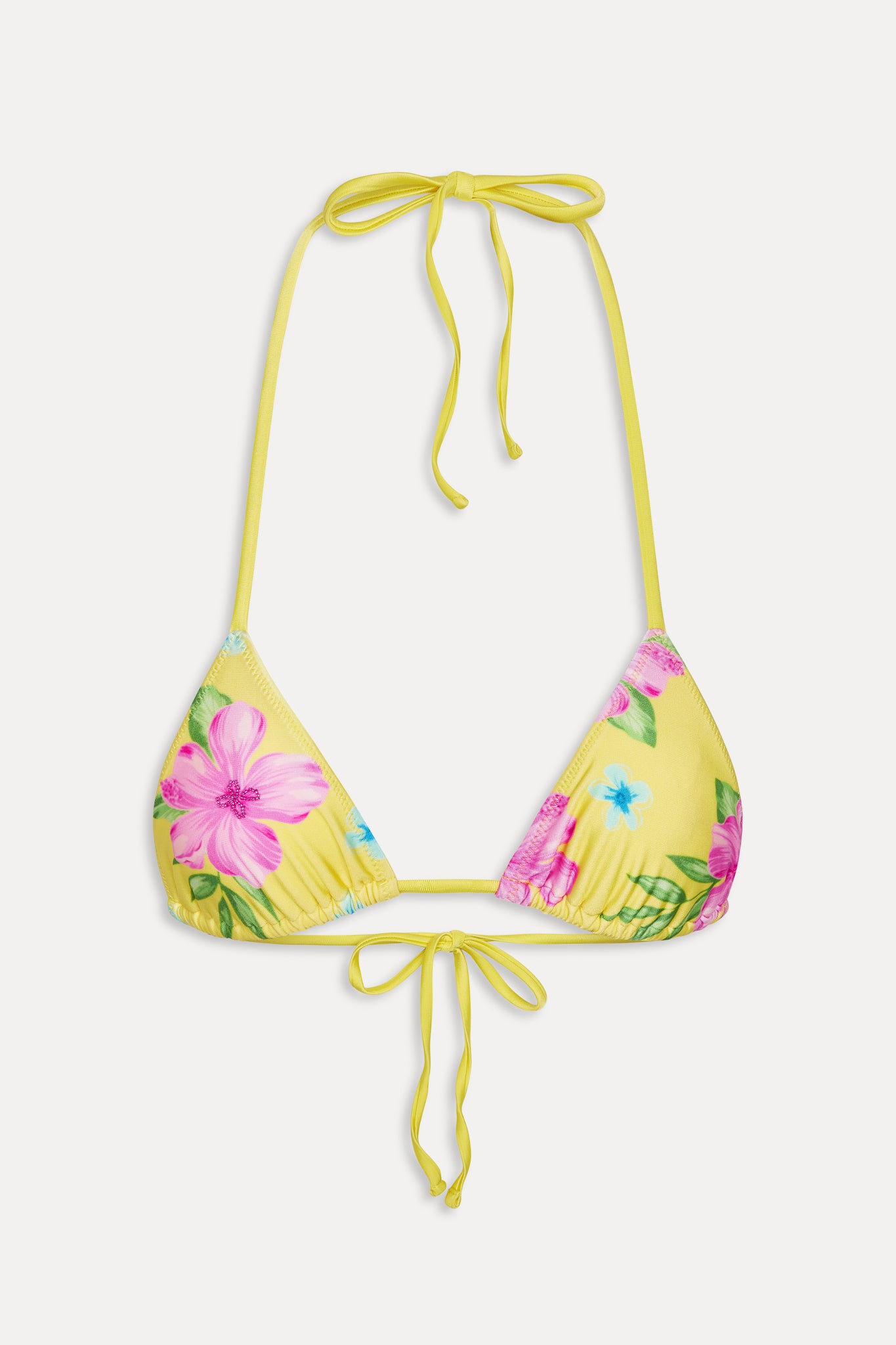 Nick Satin Beaded Bikini Top  Hibiscus Lemonade
