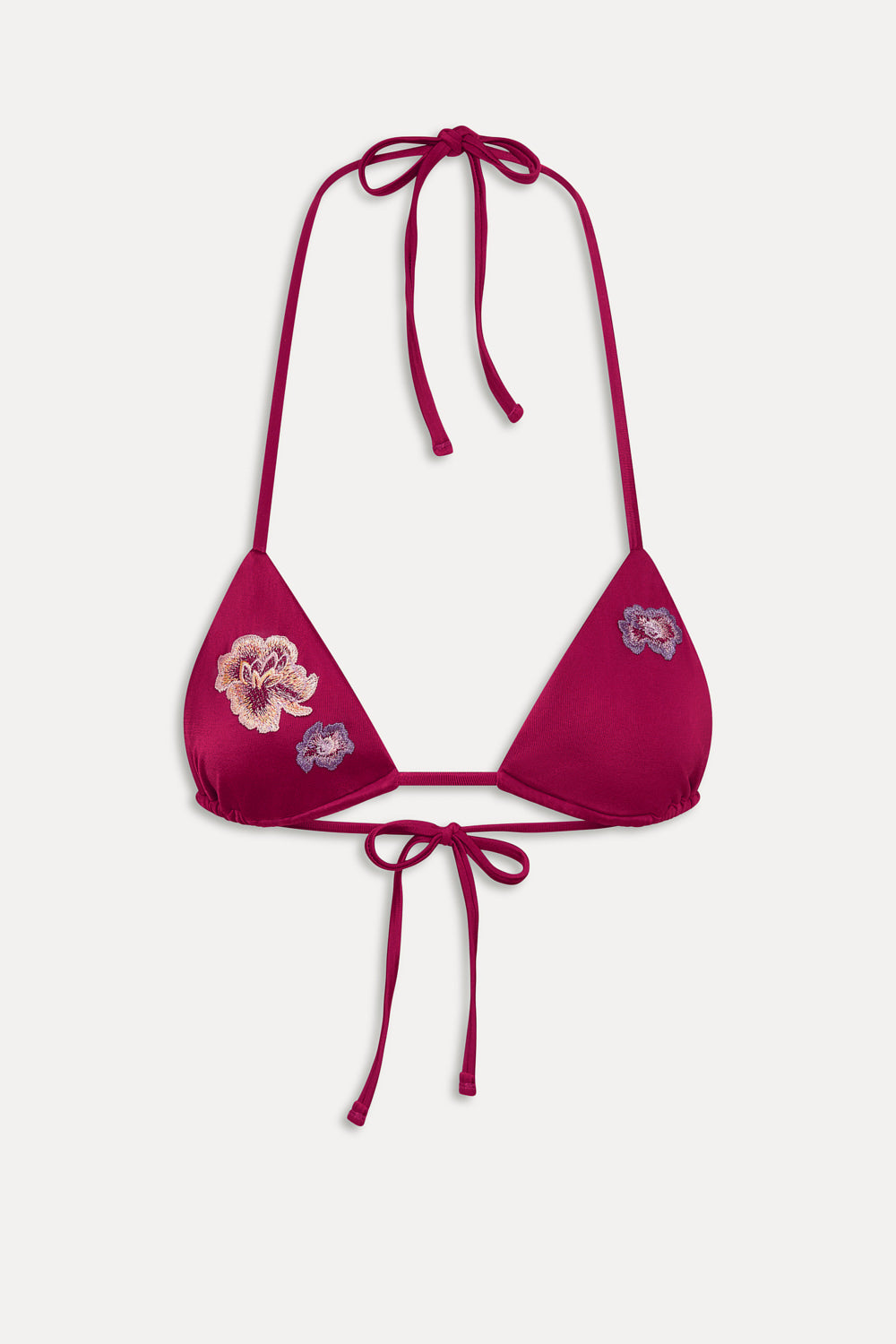 Nick Satin Triangle Bikini Top  Island Flower