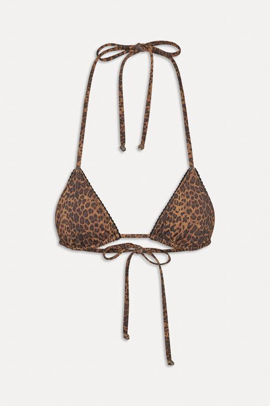 BELLA HADID Nick Triangle Bikini Top Lucky Leopard by Frankies Bikinis 
