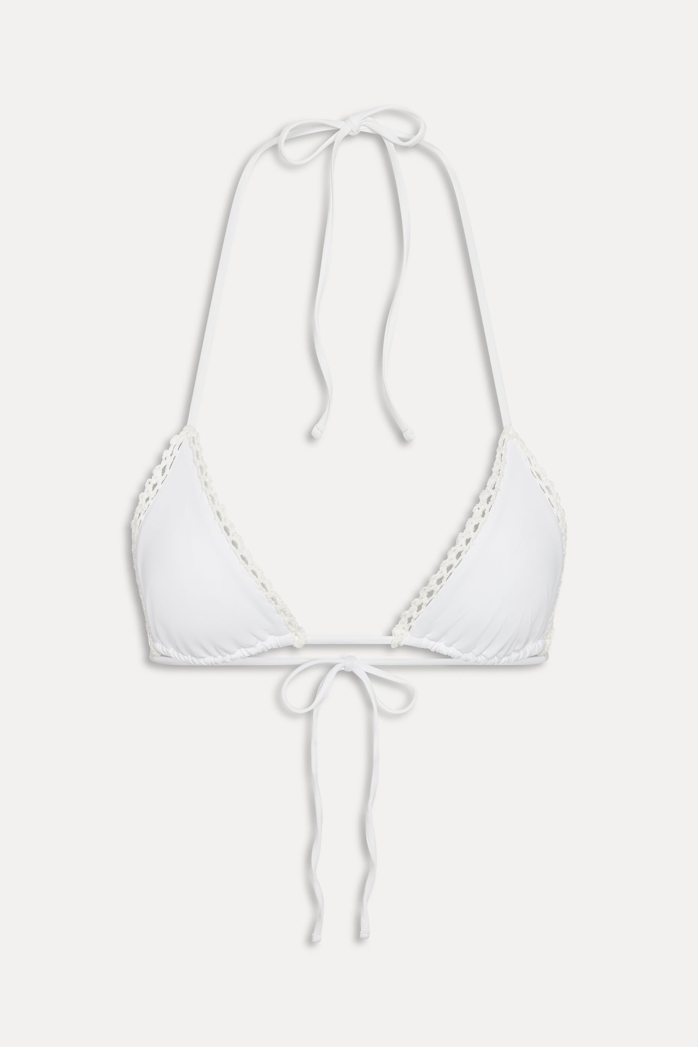 x JENNIE Nick Triangle Bikini Top  Ivory Crochet