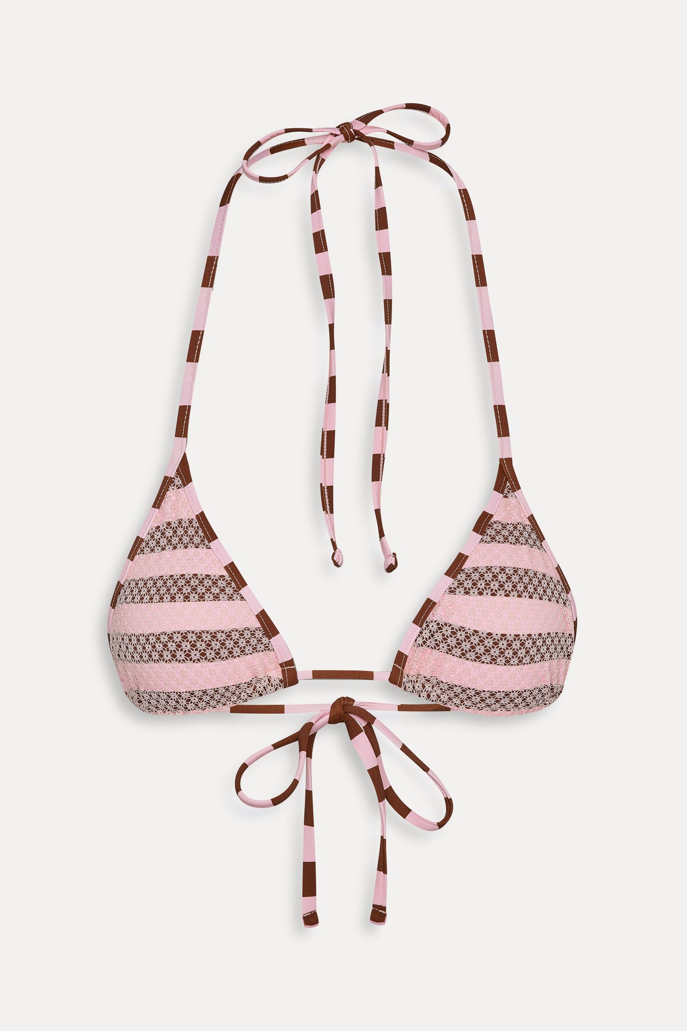 Nick Mesh Striped Bikini Top  Strawberry Chocolate
