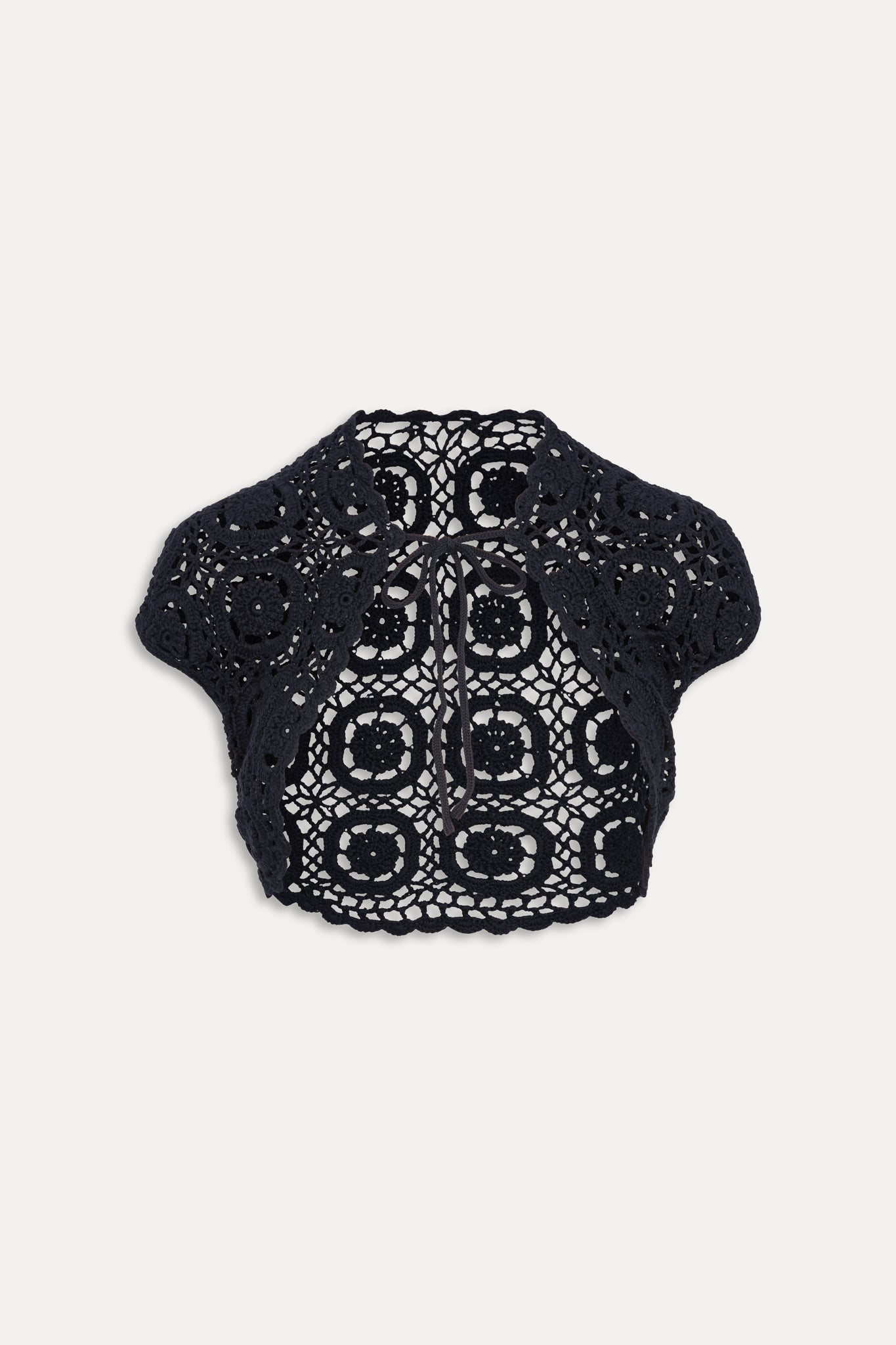 x Devon Lee Carlson Pinky Promise Crochet Bolero  Noir