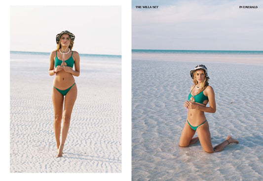 Willa Peek-a-boo Top Emerald and Willa Emerald Skimpy Ribbed Bottom by Frankies Bikinis 