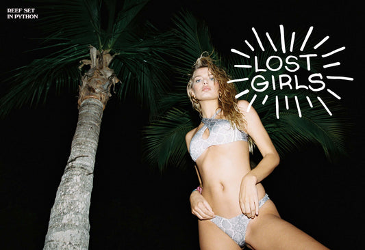 Reef Python Print Halter Top and Reef Python Print High Leg Bottom by Frankies Bikinis 