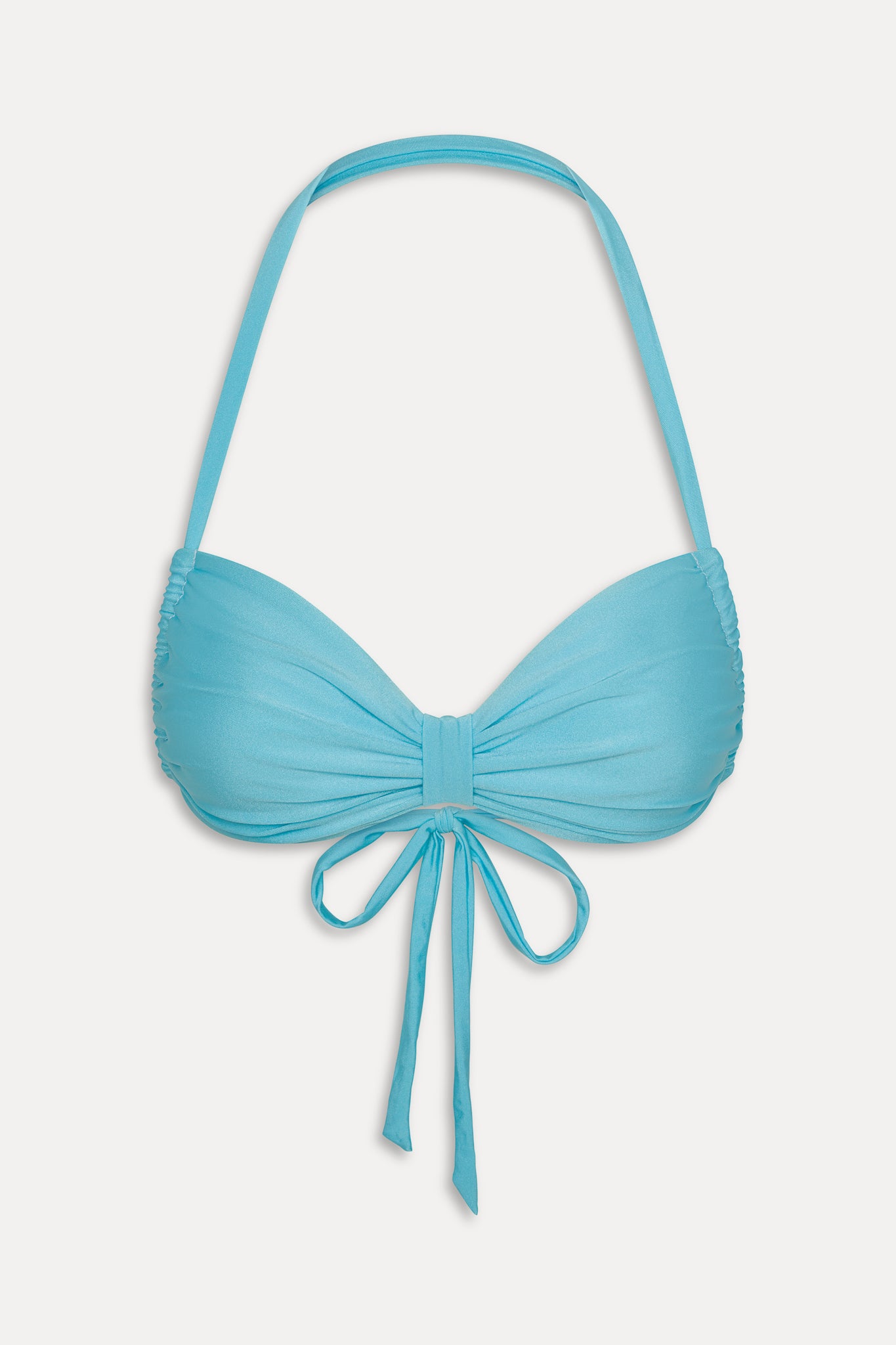 Reece Satin Halter Bikini Top  Cyan Shine
