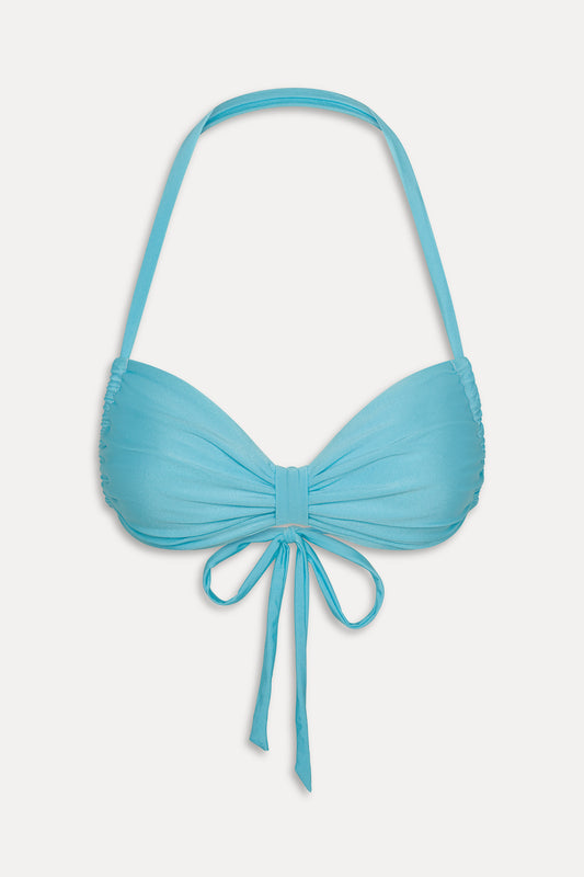 Reece Satin Halter Bikini Top - Cyan Shine by Frankies Bikinis 