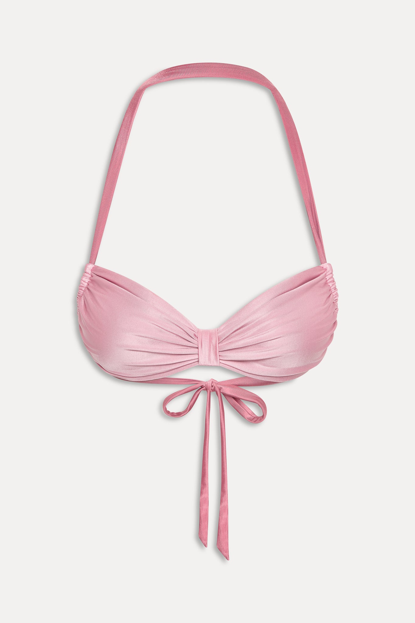 Reece Satin Halter Bikini Top  Sunset Pink